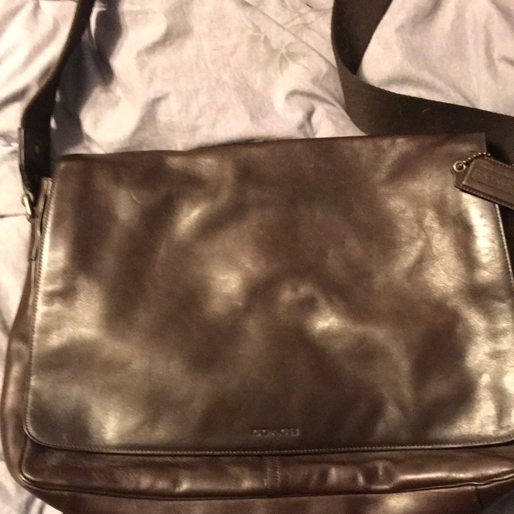 Coach Men’s brown leather laptop bag